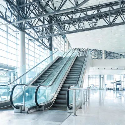 Schindler 9300 escalator in transit hall