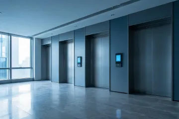 Commercial office elevator lobby
