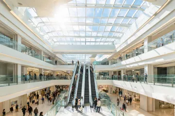 Retail mall escalator atrium