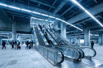 Transit station escalator hall